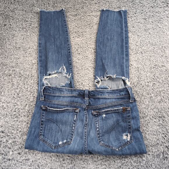 Joes Jeans Womens 27 Blue Skinny Ankle Denim Stretch Thrashed Normcore Bikercore - Picture 1 of 9